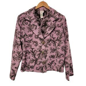 CMC Jacket Color‎ Me Cotton USA Pale Purple Floral Print Soft Tapestry Blazer